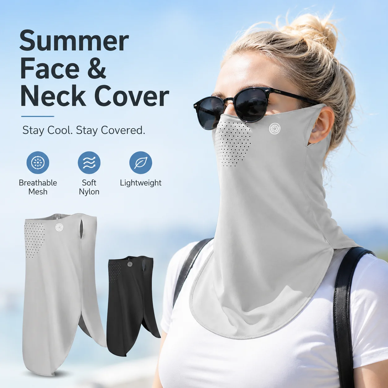 Cycling Loop - Nylon zonnebescherming, ademende, verkoelende nekwarmer met