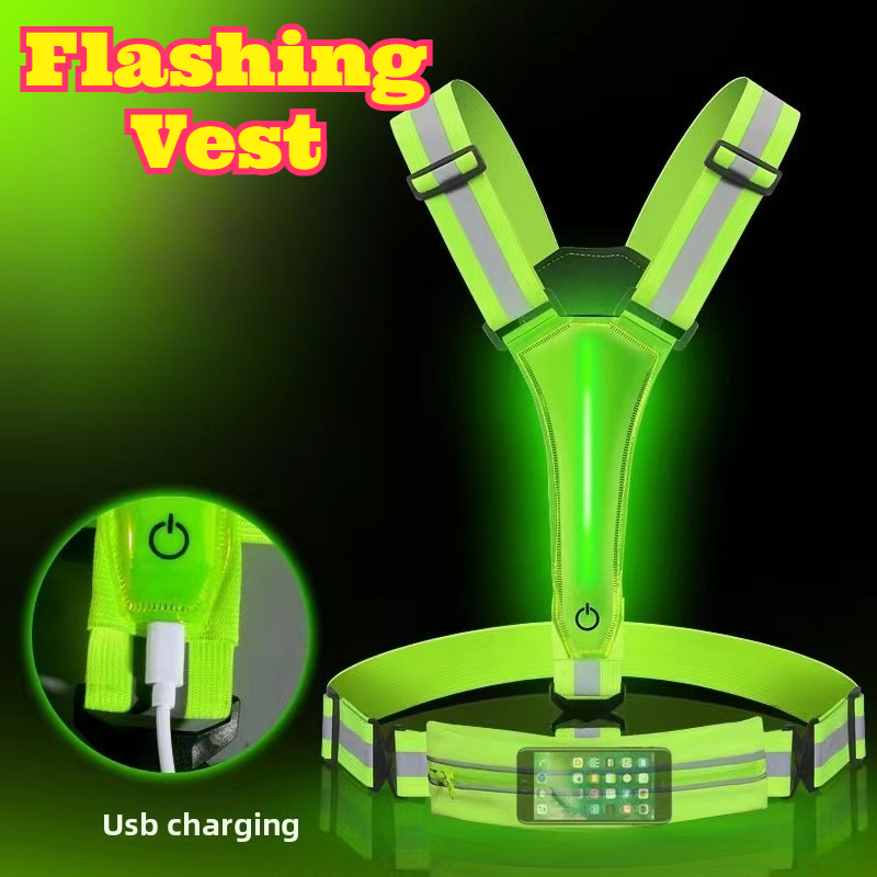 Reflective Vest Cycling - LED-gloeiend reflecterend vest Hoge zichtbaarheid Flitsveiligheidsvest