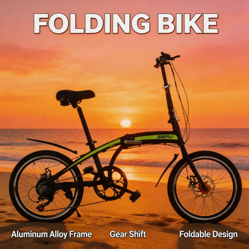 Commuting With Bike - 20-inch lichtgewicht aluminium vouwfiets, draagbaar, 7-versnellingen,